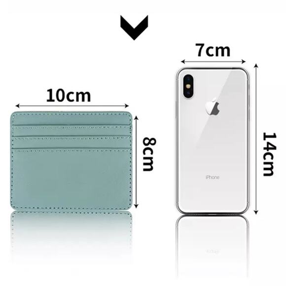 NEW slim faux leather gray color Minimalist wallet credit card holder B191 - Picture 2 of 3